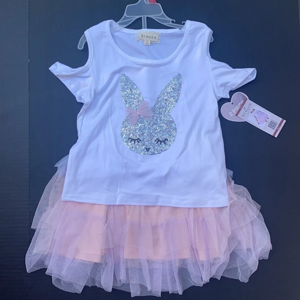 New Btween 2-Piece Tutu Set Sequin Bunny
